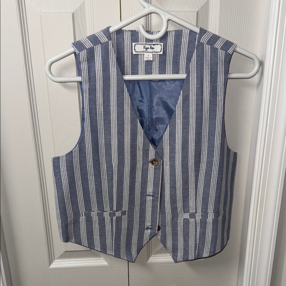 Hippie Rose Blue & White Striped Vest
